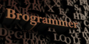 Brogrammer written in wooden characters