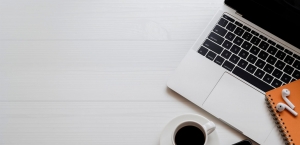 Blog banner - Laptop, Coffee Cup and Notebook
