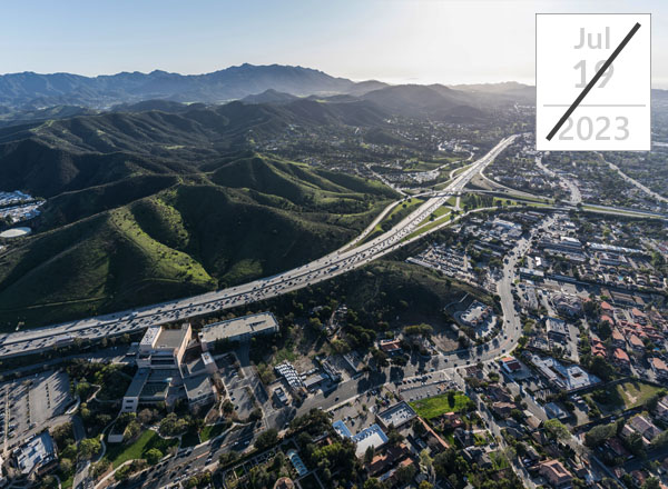 Aerial view of Thousand Oaks, California in Eastern Ventura County