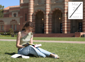 Student sitting on grass at UCLA