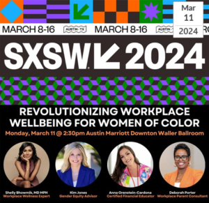 Revolutionizing Workplace Wellbeing For Women Of Color event banner for SXSW 2024
